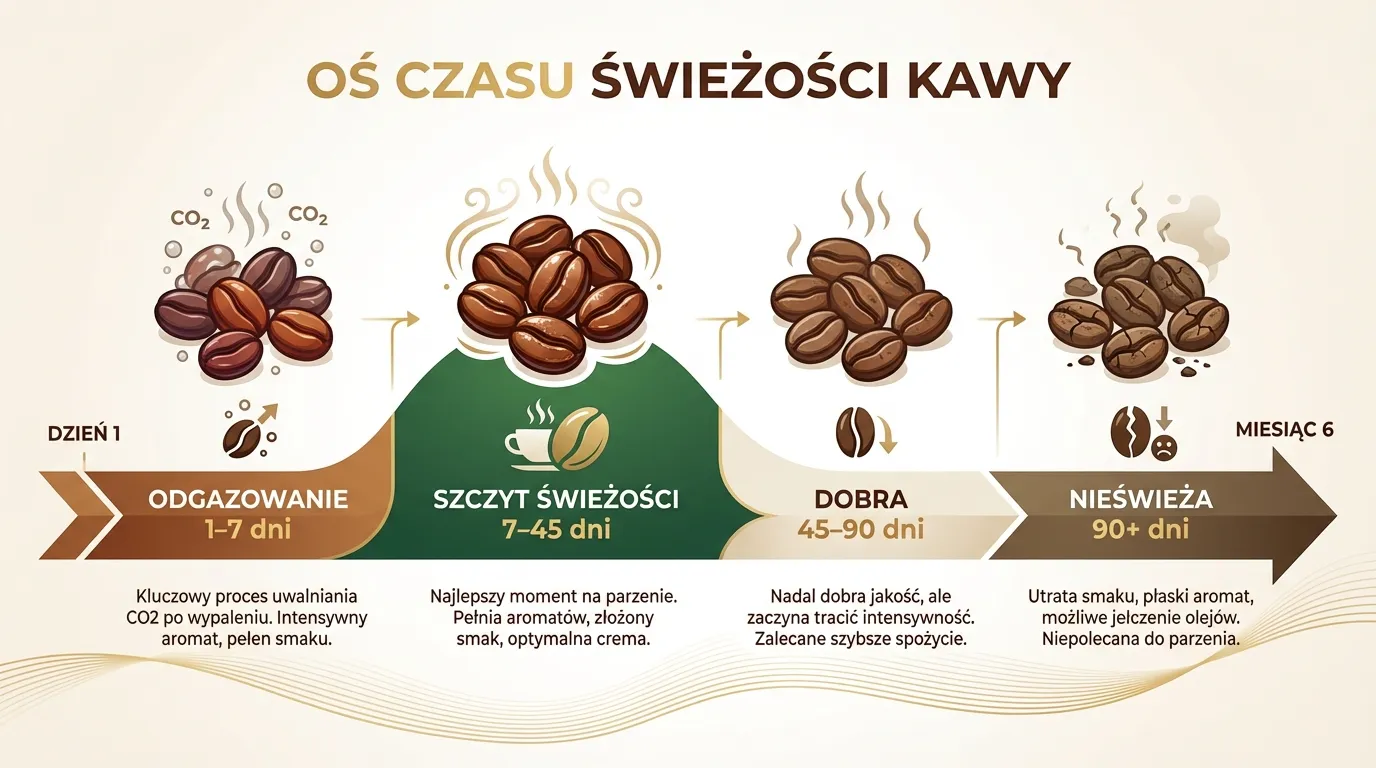 Timeline świeżości kawy